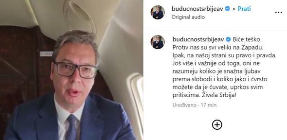 Objava Vučića na Instagramu  - Avaz