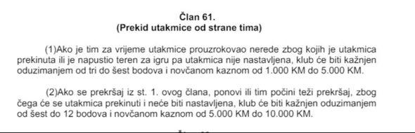 Član 61. Disciplinskog pravilnika N/FSBiH - Avaz