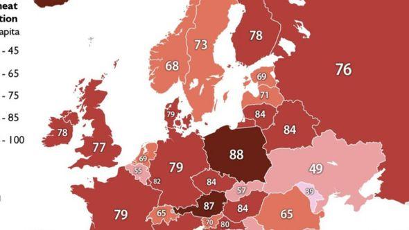 Lista zemalja po količini pojedenog mesa - Avaz