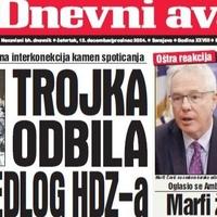 U današnjem "Dnevnom avazu“ čitajte kako je trojka odbila prijedlog HDZ-a o Južnoj interkonekciji