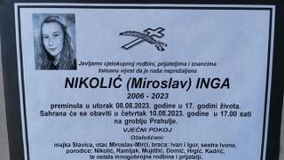 Inga Nikolić iznenada preminula u 17. godini života